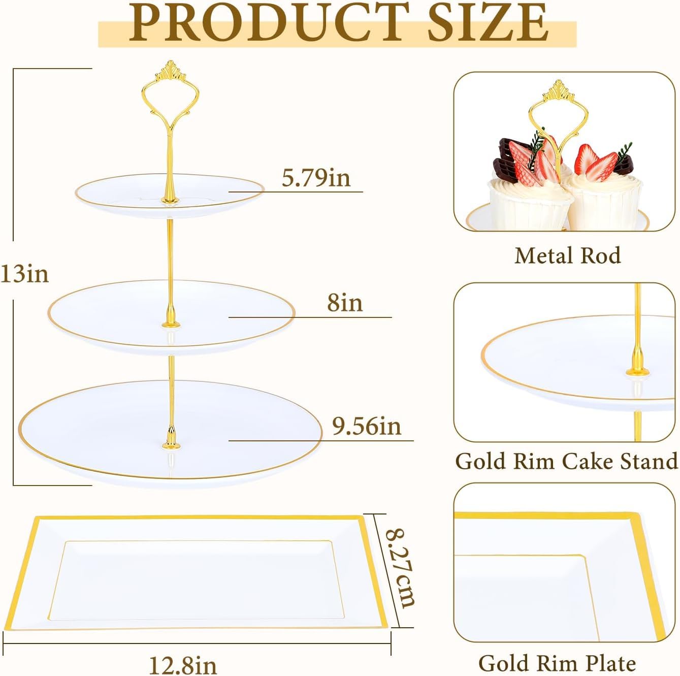 Gold-rimmed cupcake trays by DI QIU REN organize bites for parties and celebrations
