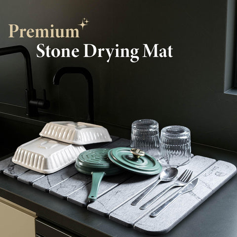 DIAKITCH stone drying mat dries dishes quickly and naturally.