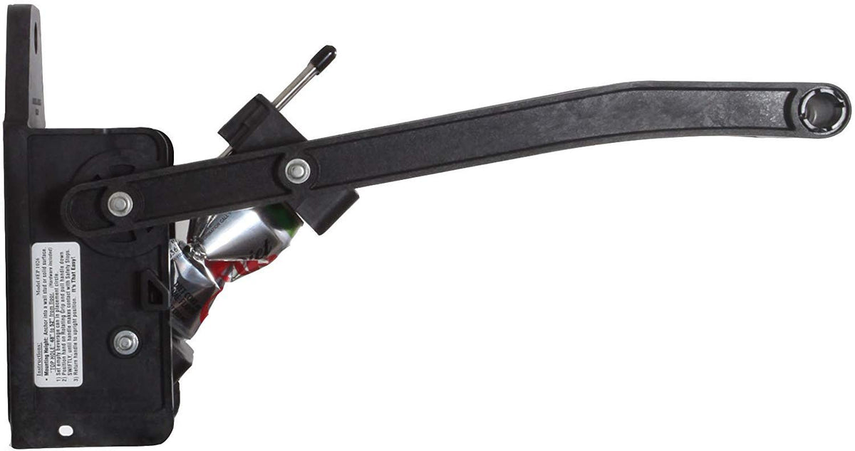 Dial Industries Easy Pull wall-mounted can crusher in action crushing a 12oz can for easy recycling