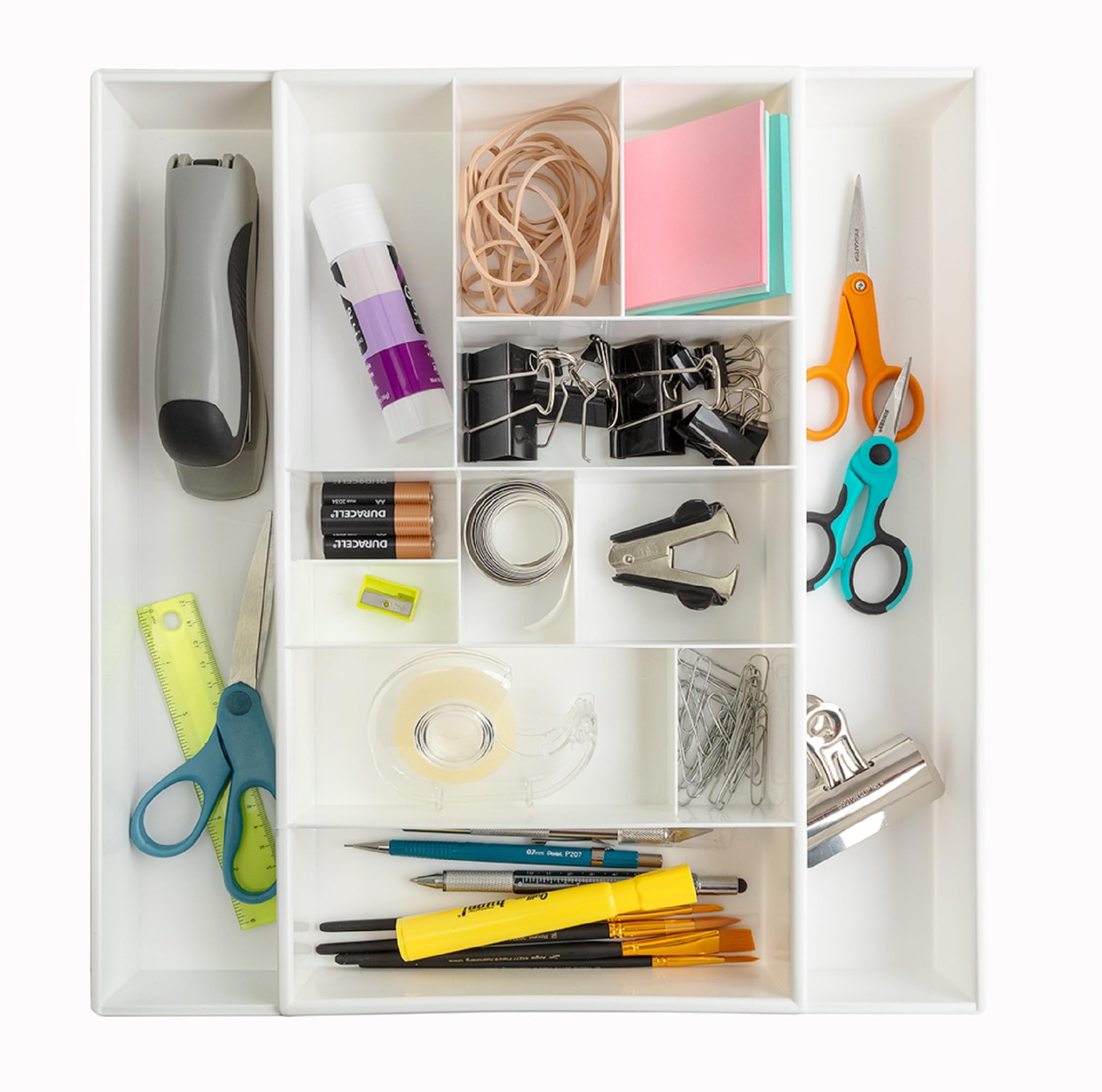 Dial Industries expandable junk drawer showing 13 compartments for small parts
