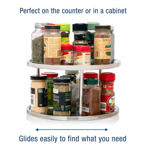 Dial Industries Lazy Susan two-tier pantry setup optimizing vertical storage