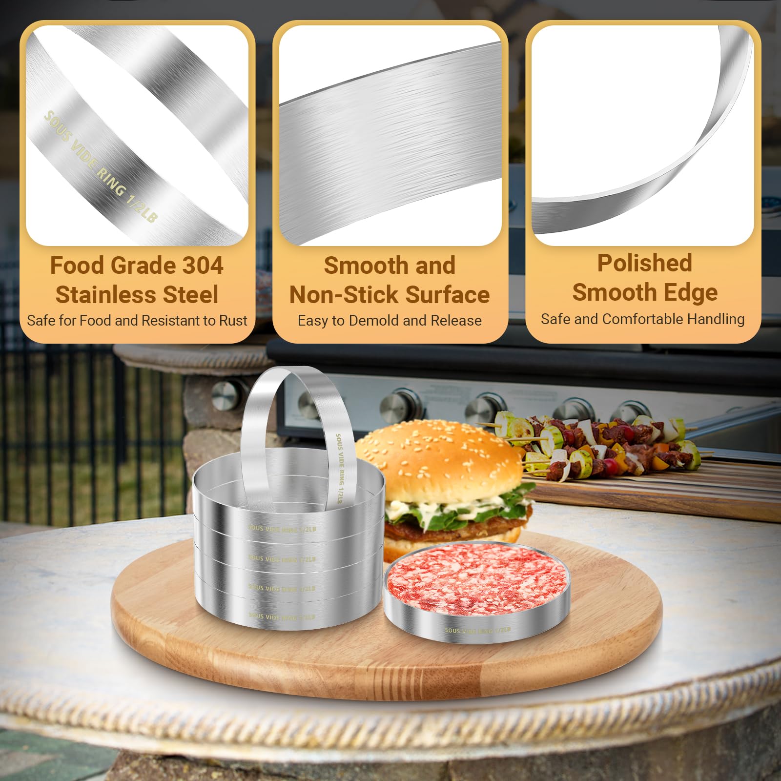 DiatomiteCo 304 stainless steel patty molds offer durable, corrosion-resistant performance