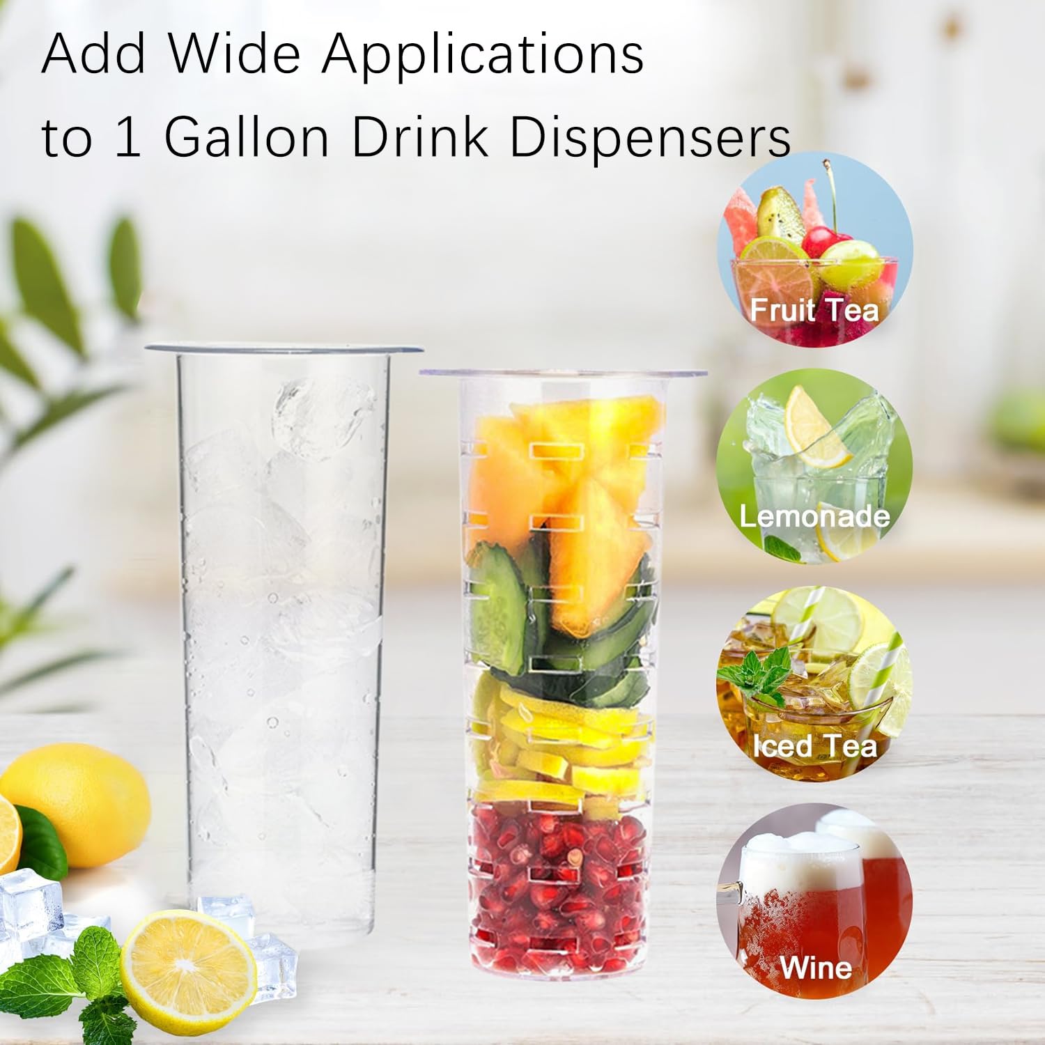DiatomiteCo fruit infusion setup for sangria and iced tea flavors.