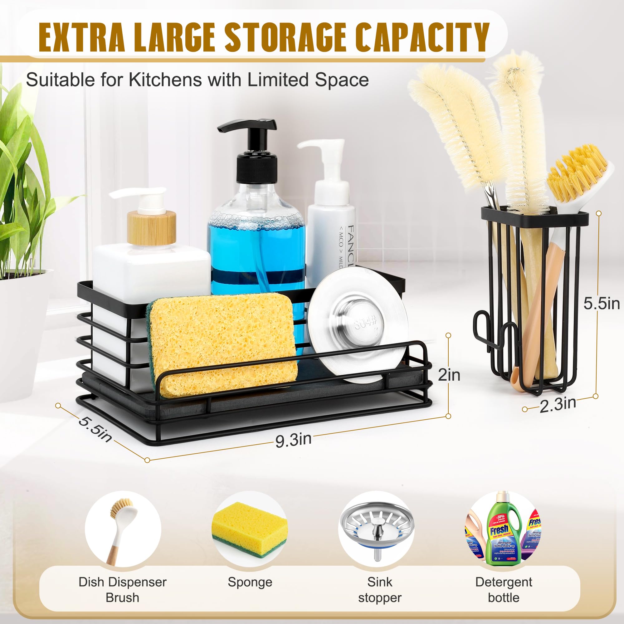 DiatZeno sponge holder installs with adhesive hooks for tool-free setup
