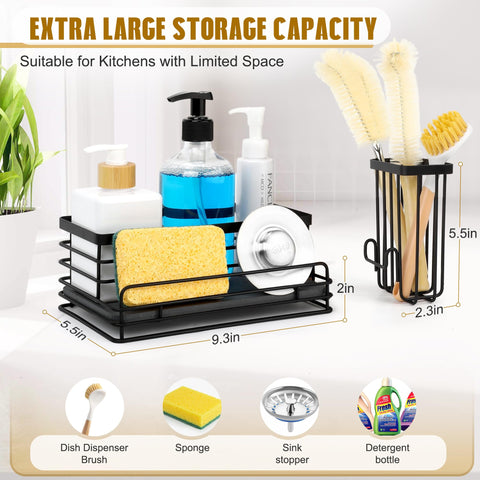 DiatZeno sponge holder installs with adhesive hooks for tool-free setup