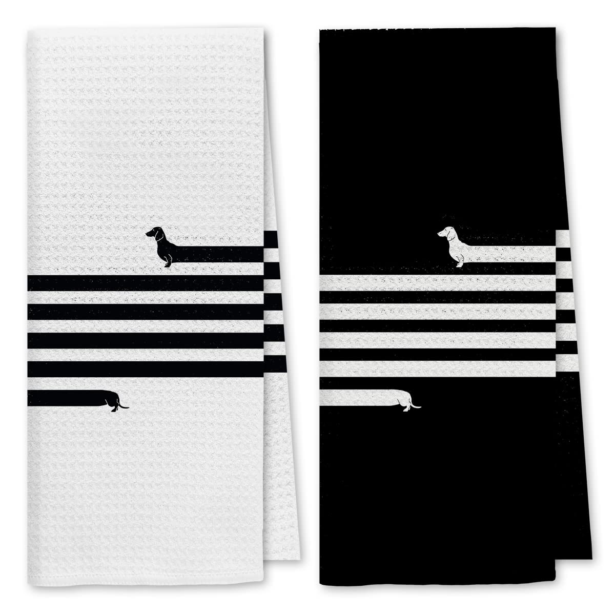 Dibor dachshund kitchen towels set of two, ideal for daily drying