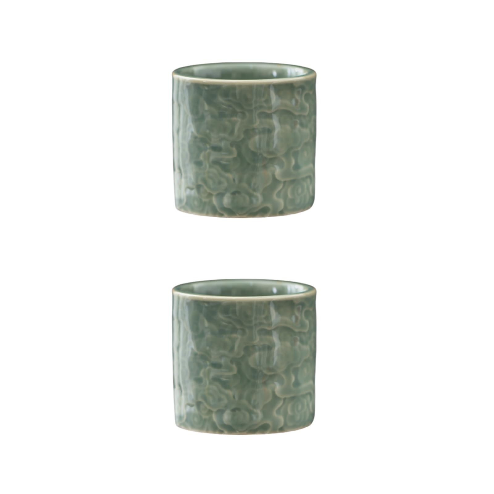 Dicmracy ceramic espresso cups green set front view for stylish coffee moments