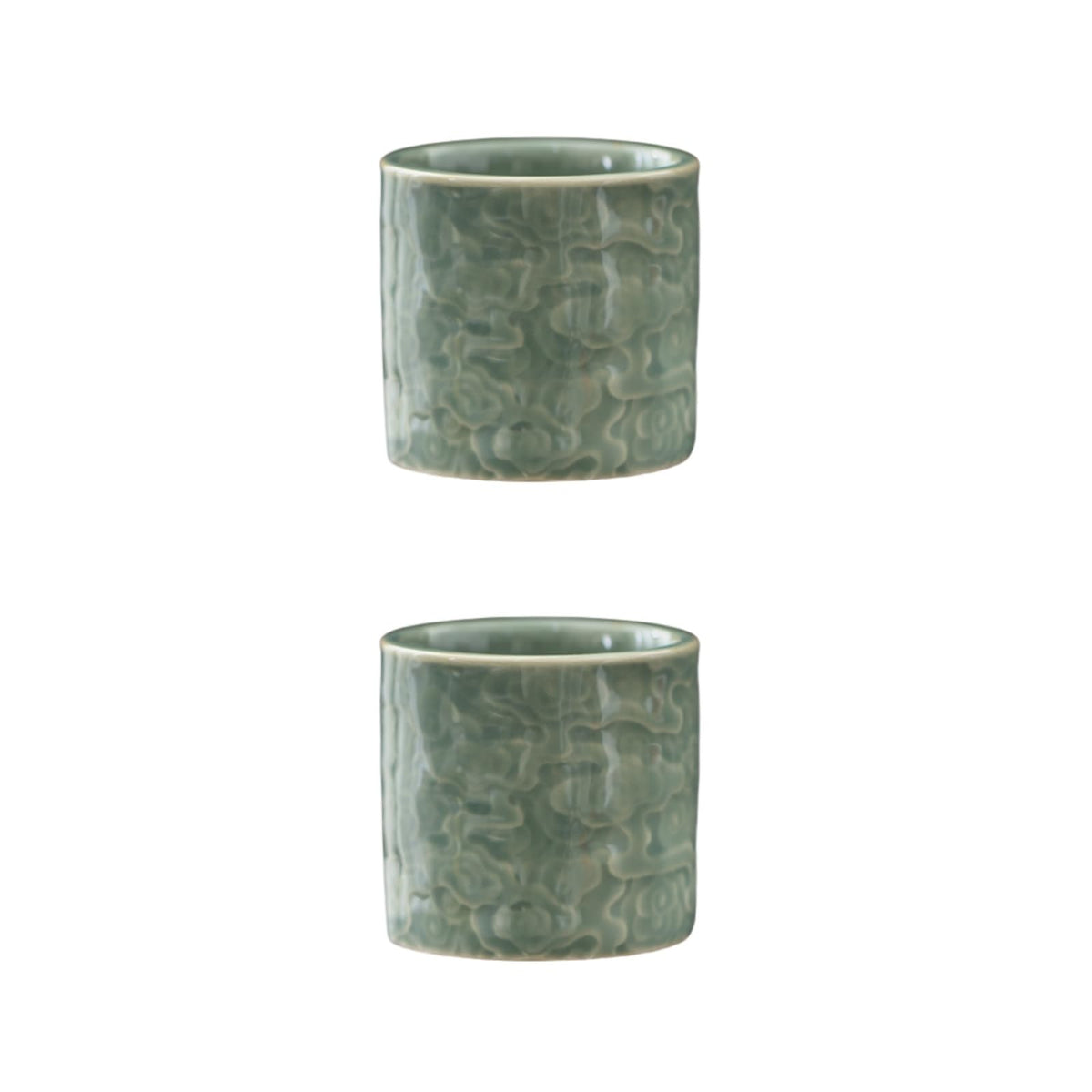 Dicmracy ceramic espresso cups green set front view for stylish coffee moments