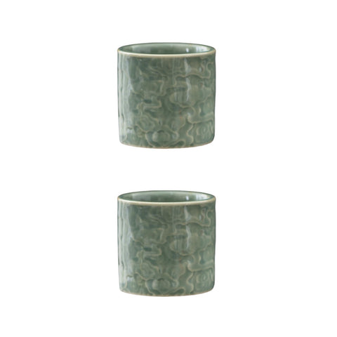 Dicmracy ceramic espresso cups green set front view for stylish coffee moments