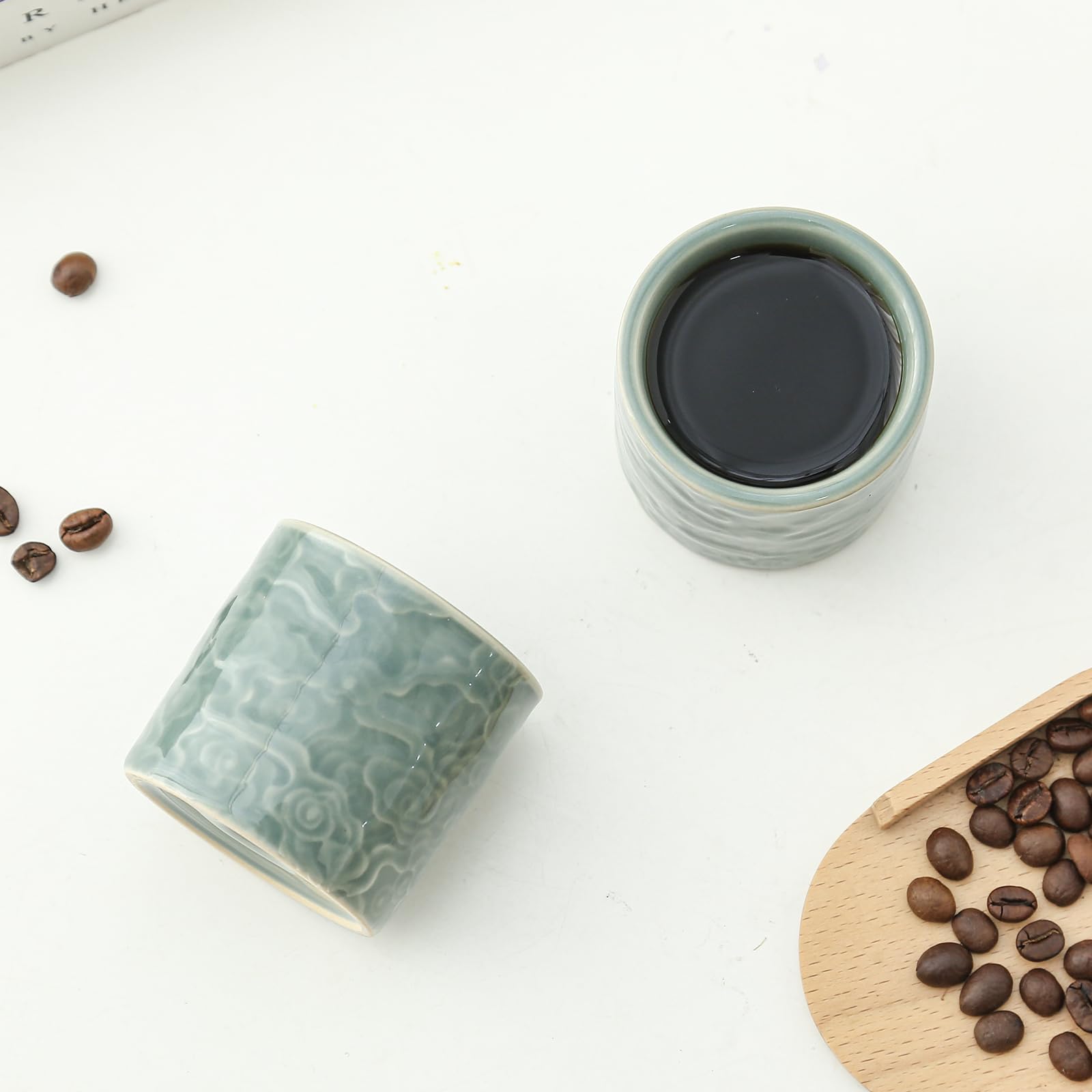Dicmracy demitasse cups no-handle green ideal for compact espresso setups
