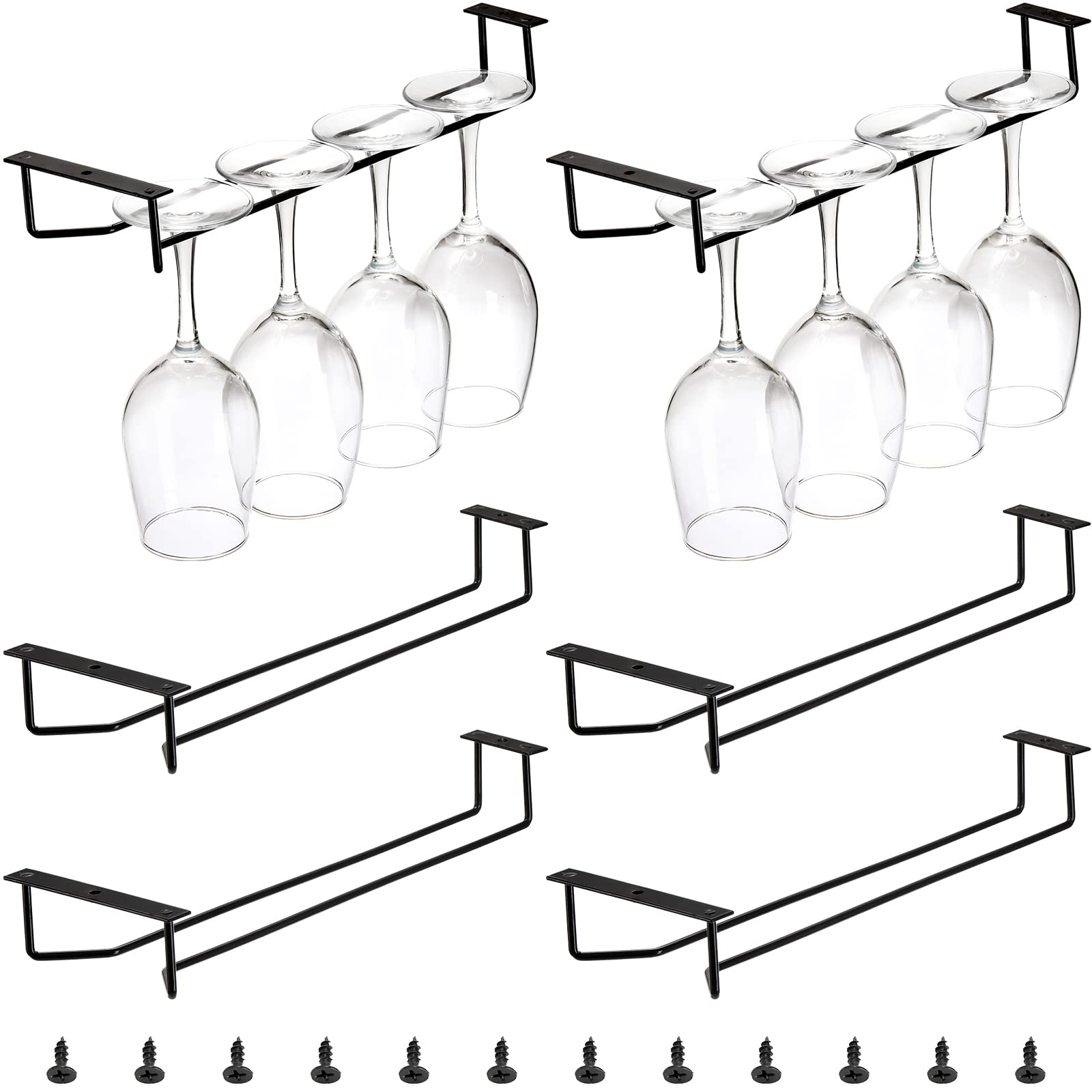 Dicunoy six-pack black wine glass rack under cabinet keeps stemware neatly displayed