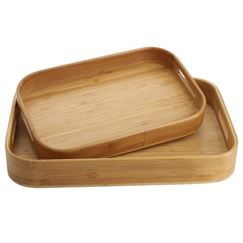 Dicunoy bamboo serving tray with arc design for safe breakfast service.