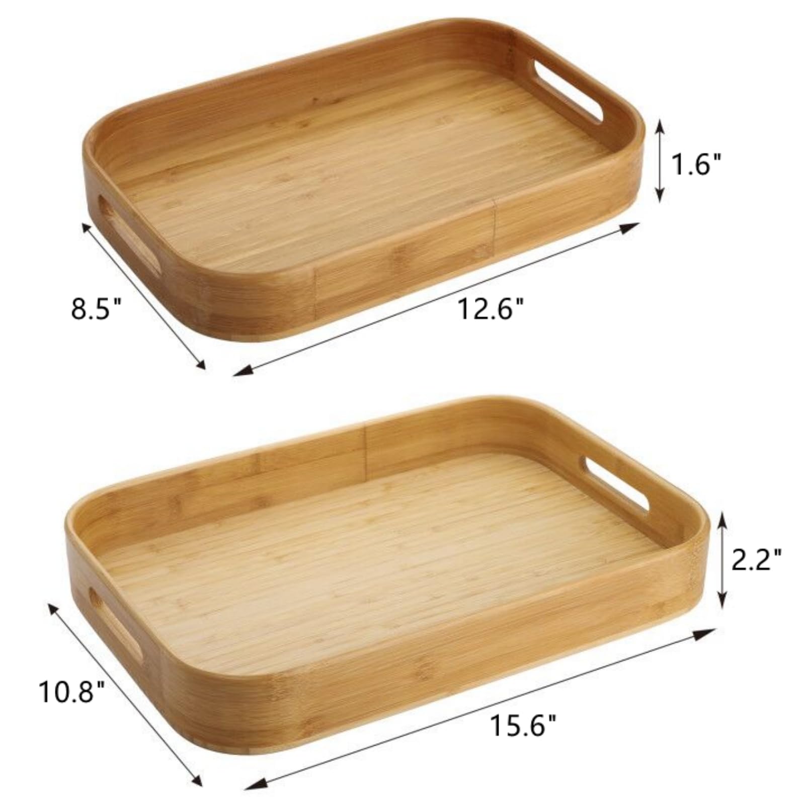 Dicunoy bamboo tray with handles for easy transport of drinks.