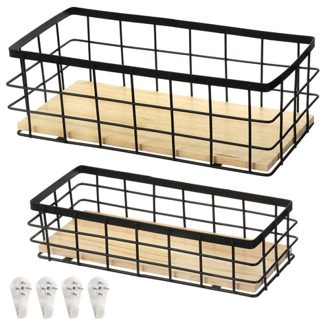 Dicunoy rustic metal wire basket large countertop organizer keeps toiletries tidy.