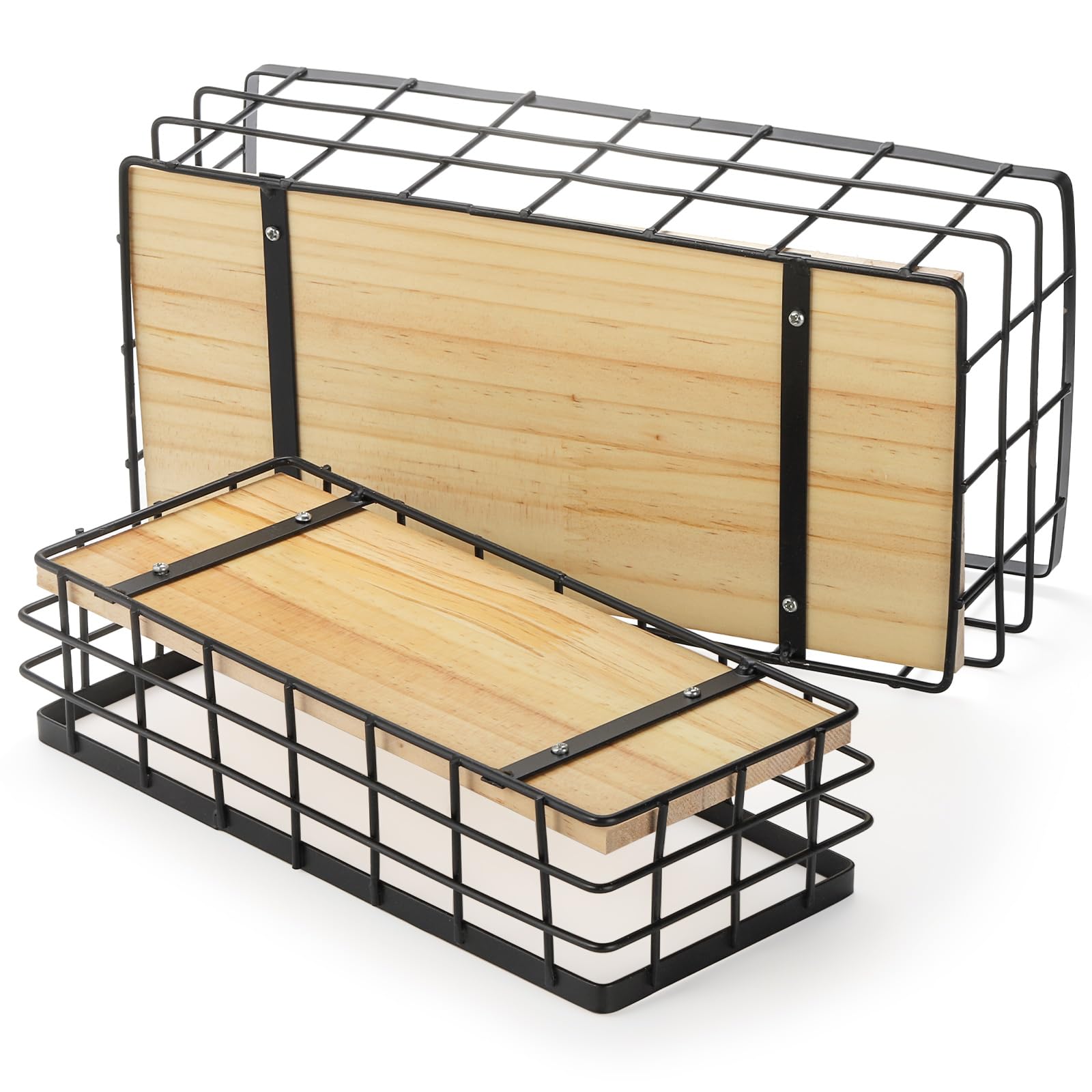 Dicunoy rustic metal wire basket ready to hang for space-saving wall storage.