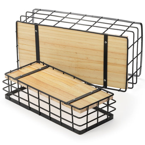Dicunoy rustic metal wire basket ready to hang for space-saving wall storage.