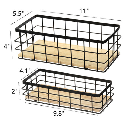 Dicunoy wire basket with two hooks offers versatile wall hanging and countertop use.