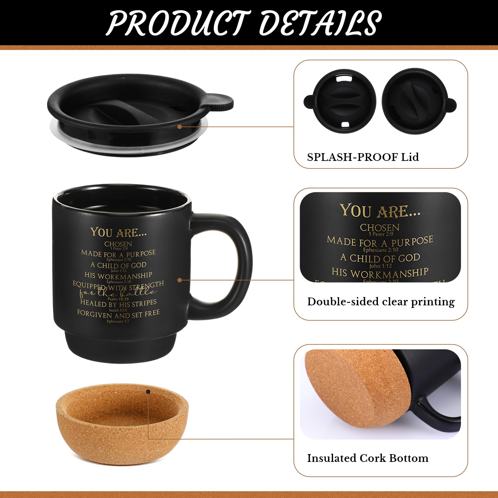 Didaey Bible verses mug set featuring scripture for home or office.