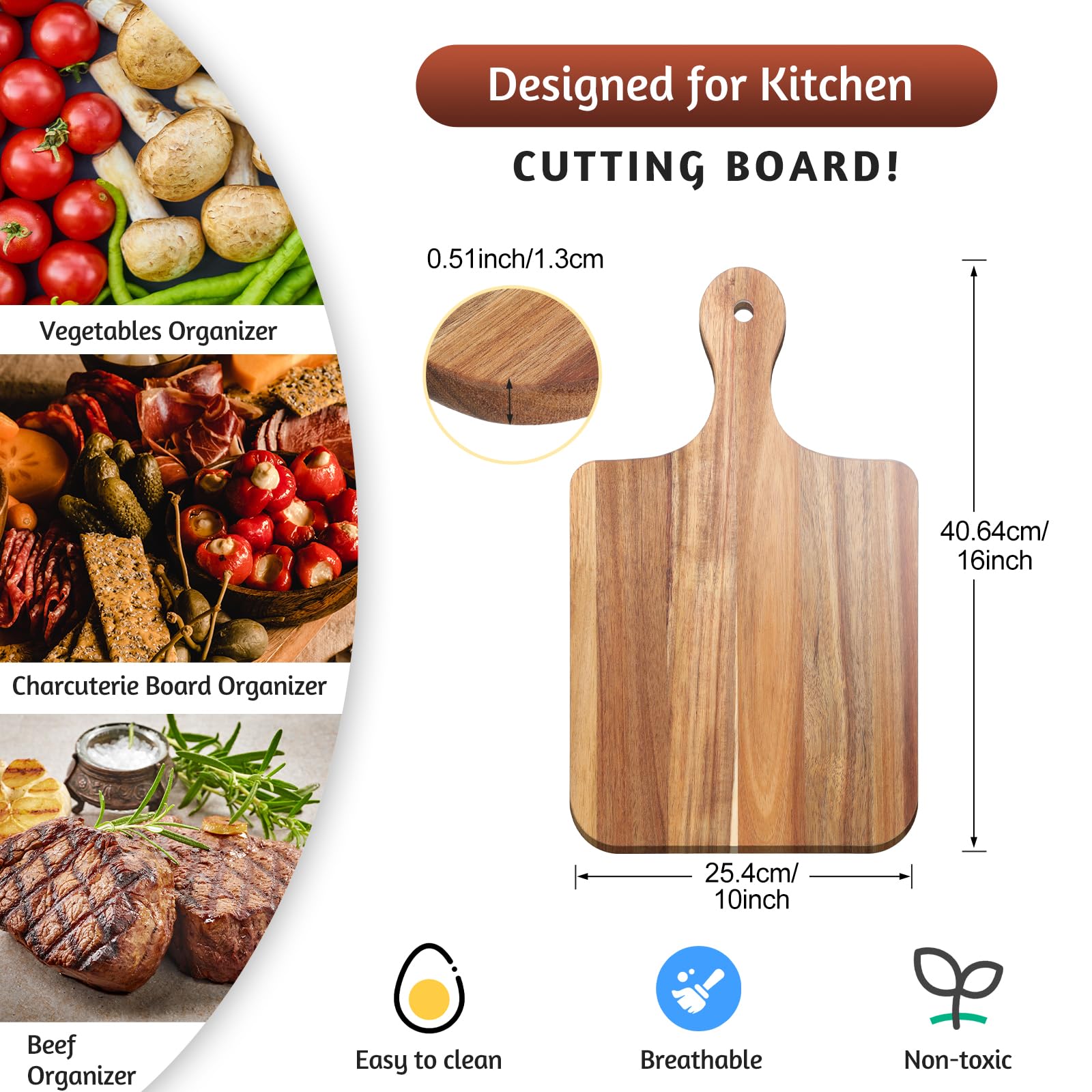 Didaey acacia wood charcuterie serving tray for cheese and fruit