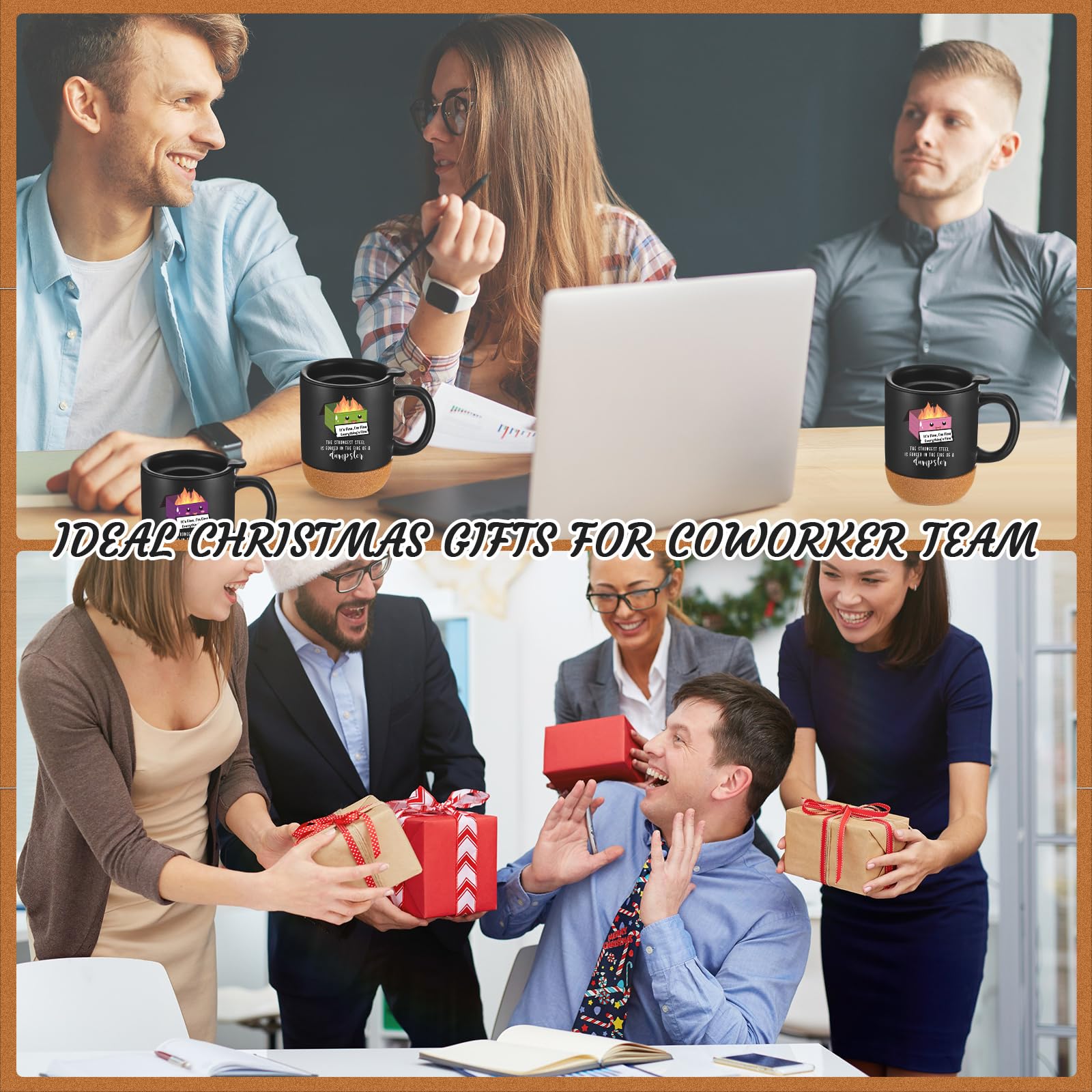 Didaey bulk gift mugs in black with dumpster fire design