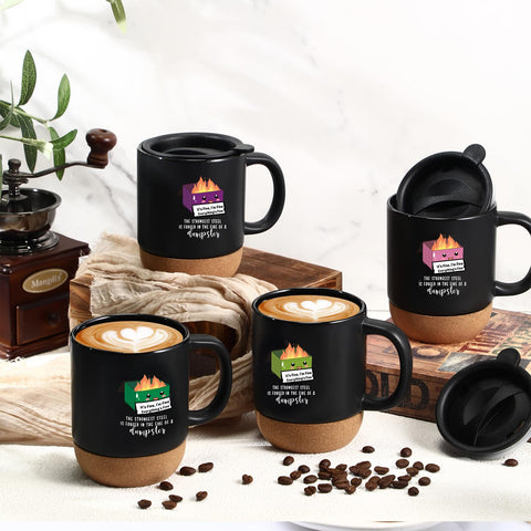 Didaey dumpster fire mug design 4 with removable cork base