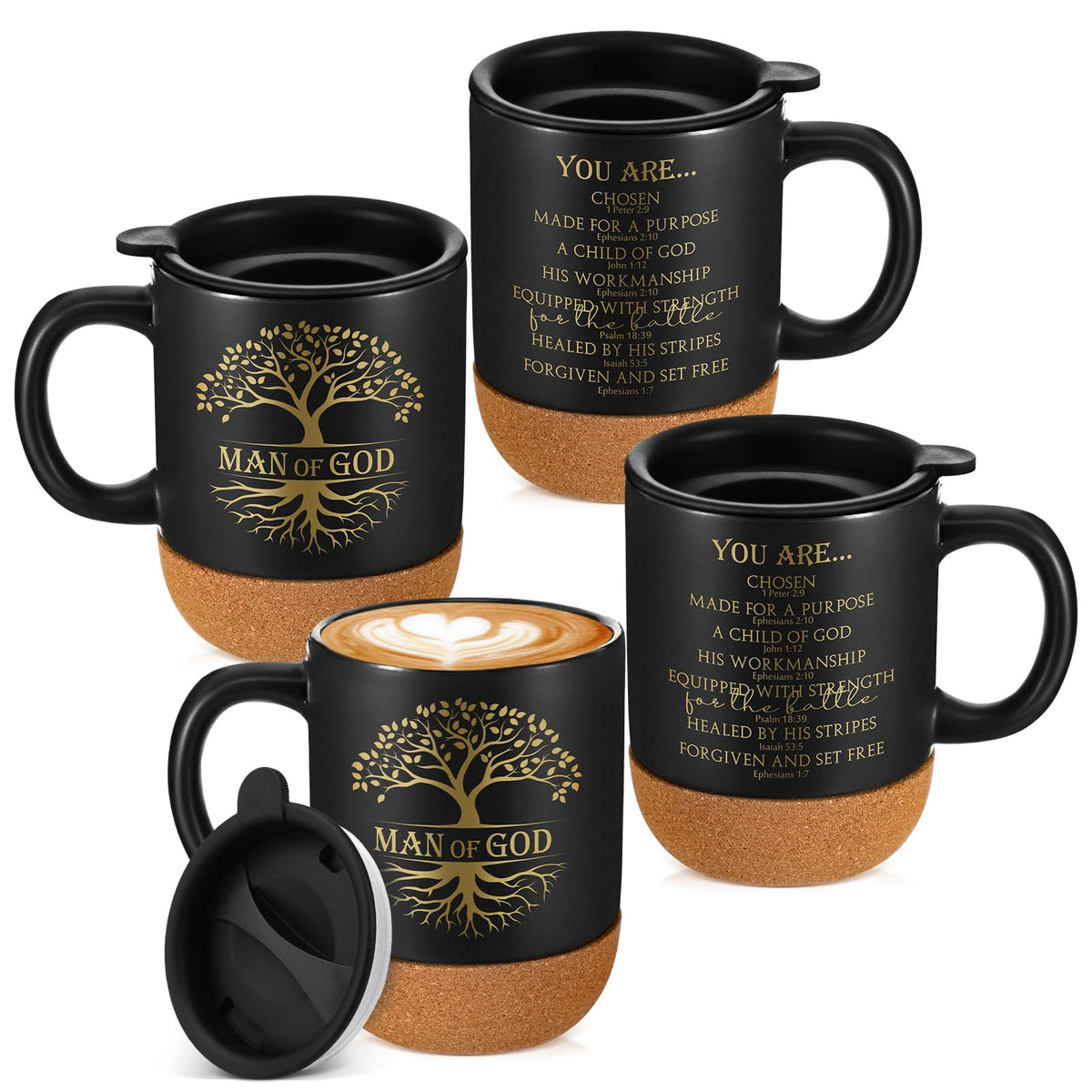 Didaey Man of God bulk mugs set with lids and handles for sharing.