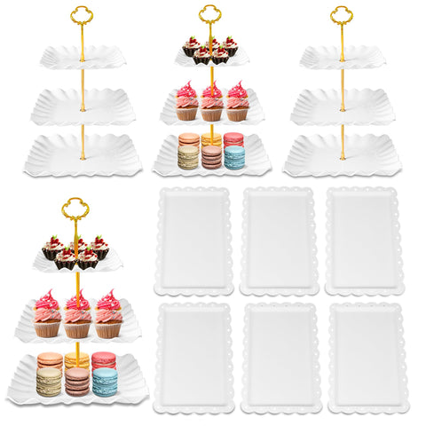 DIDROOM dessert table display with four quad stands for an elegant party setup.