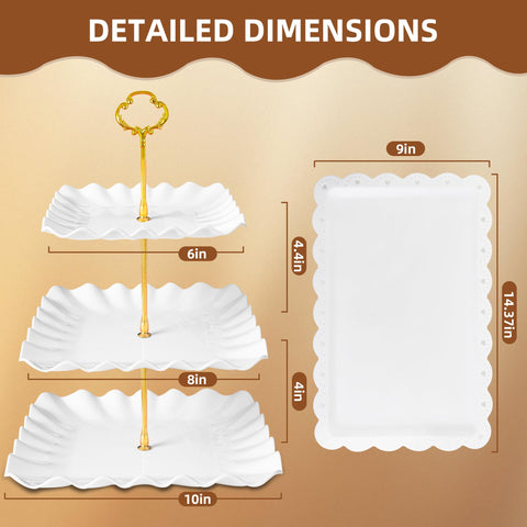 DIDROOM square three-tier cake stands showcase desserts with vertical appeal.