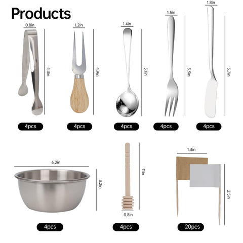 DIFENLUN mirror-polished cheese knife blades for a sleek grazing board look.