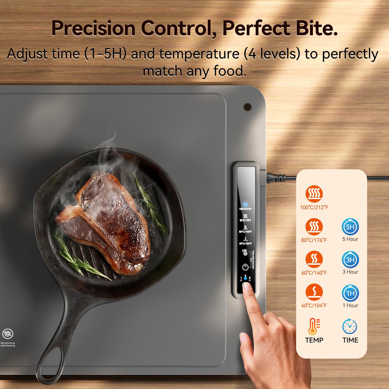 DIGIX four-temperature settings tailor warmth for each dish.