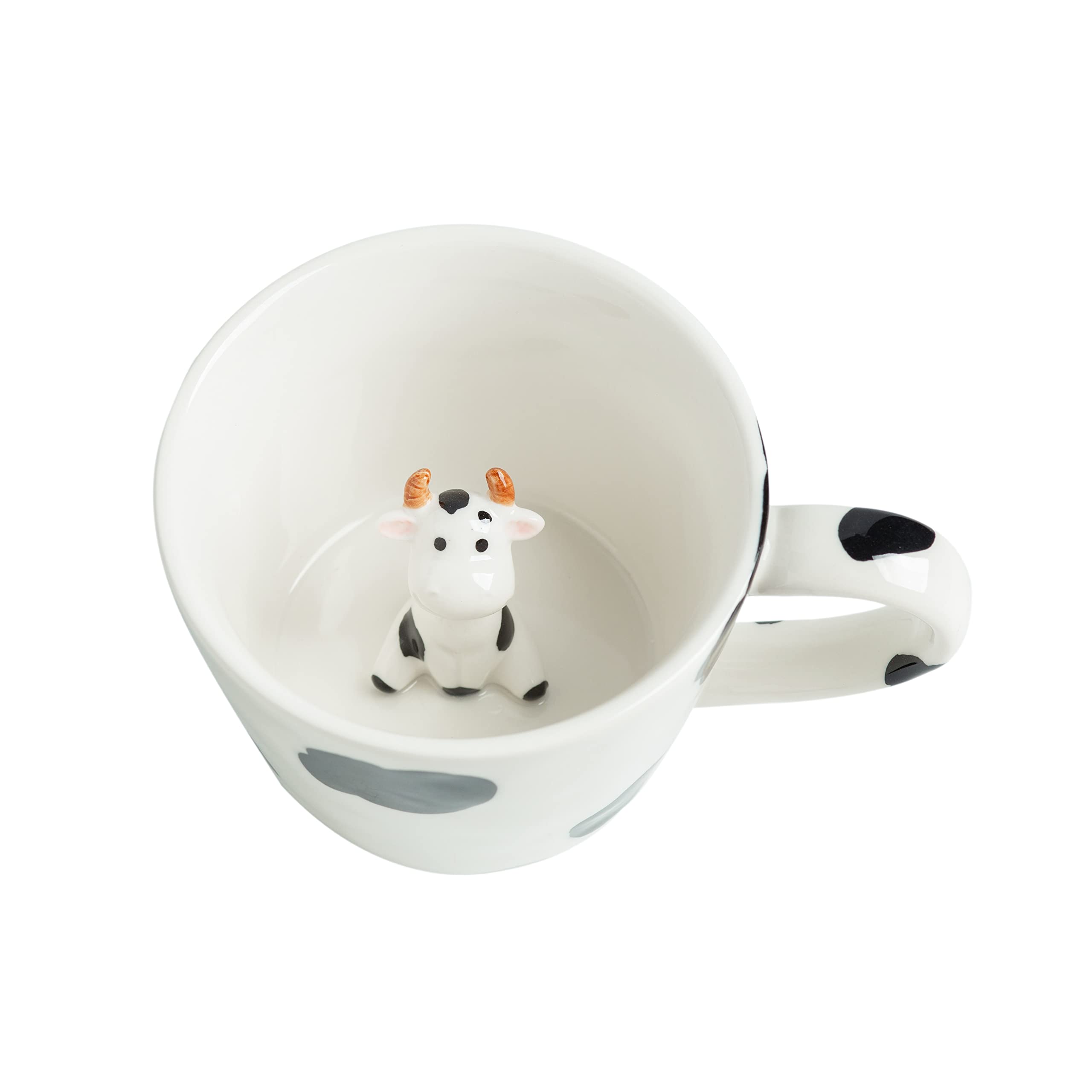 DIHOclub cow ceramic cup with hidden 3D inside reveals a smiling cow as you sip tea.
