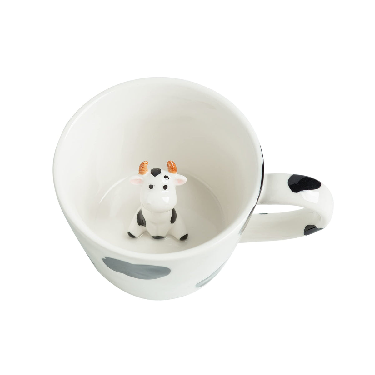 DIHOclub cow ceramic cup with hidden 3D inside reveals a smiling cow as you sip tea.