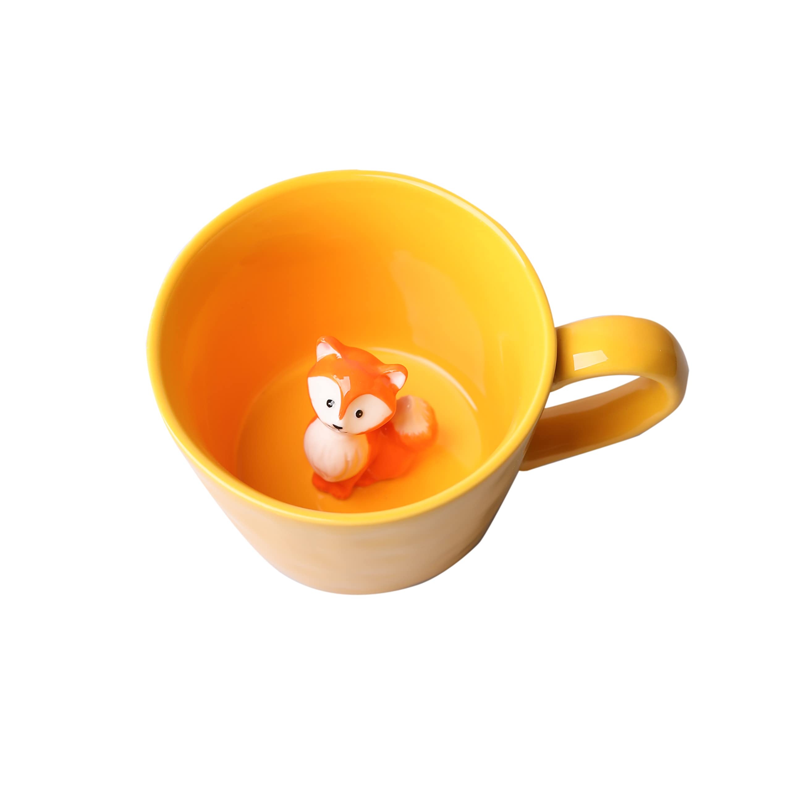DIHOclub fox peeking 3D inside mug for playful coffee moments