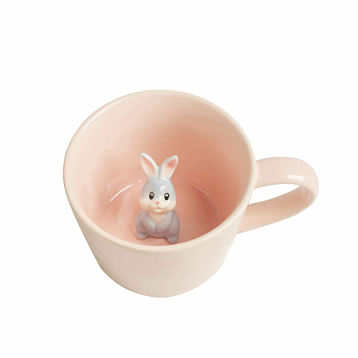 DIHOclub Rabbit Ceramic Cup with 3D inside bunny peeking, perfect gift.
