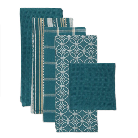DII Assorted Woven Kitchen Set dishcloth-teal-13x13 ideal for spill cleanup.