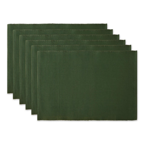 DII basic ribbed placemat 13x19 in dark green, durable dining essential for everyday meals