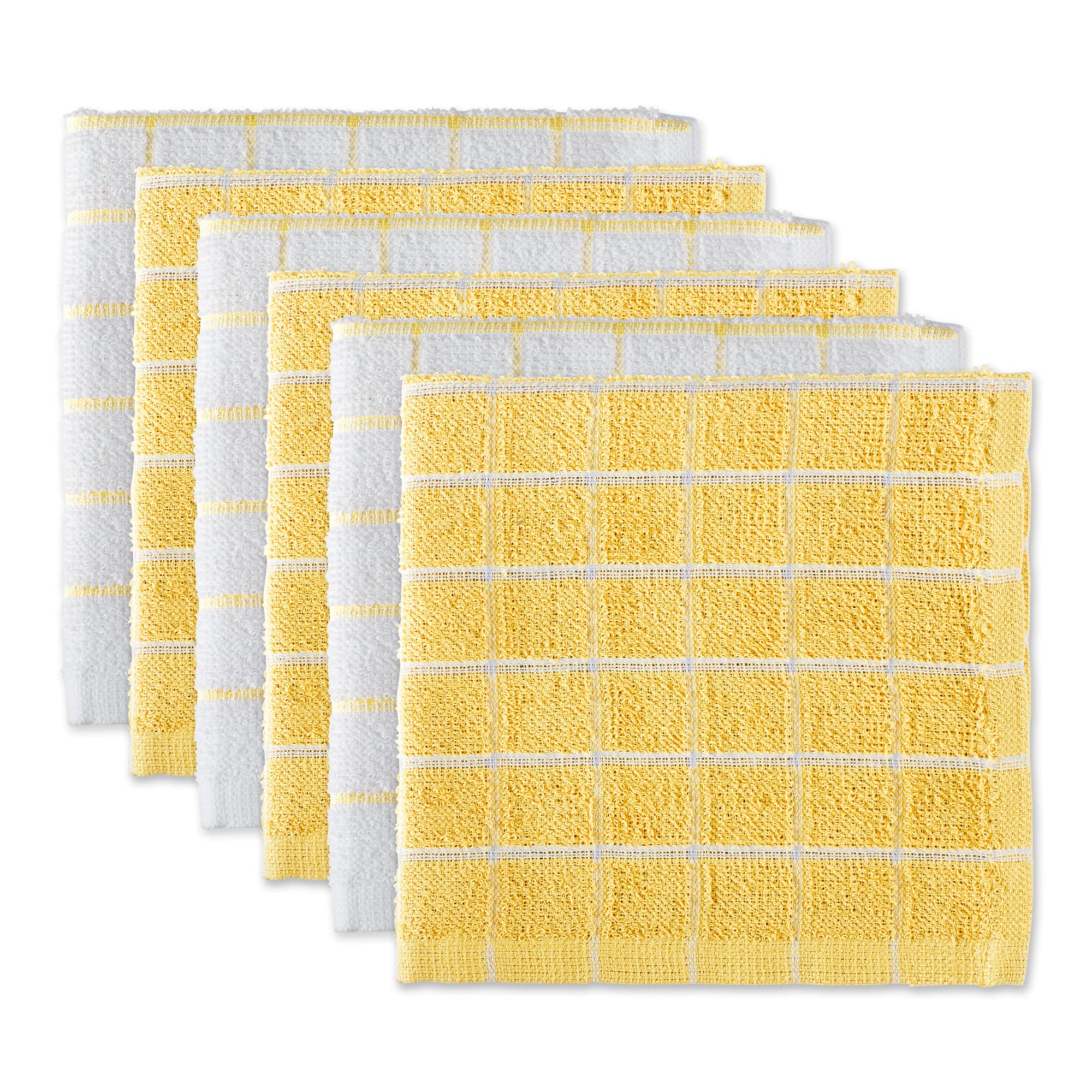 DII Basic Terry Windowpane Dishcloth in yellow, 12x12, ultra-absorbent for quick kitchen cleanups
