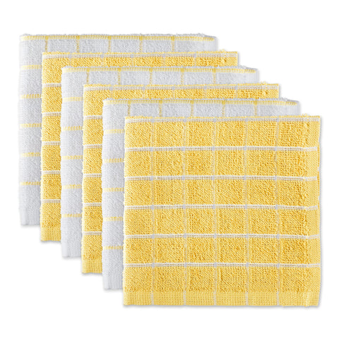 DII Basic Terry Windowpane Dishcloth in yellow, 12x12, ultra-absorbent for quick kitchen cleanups