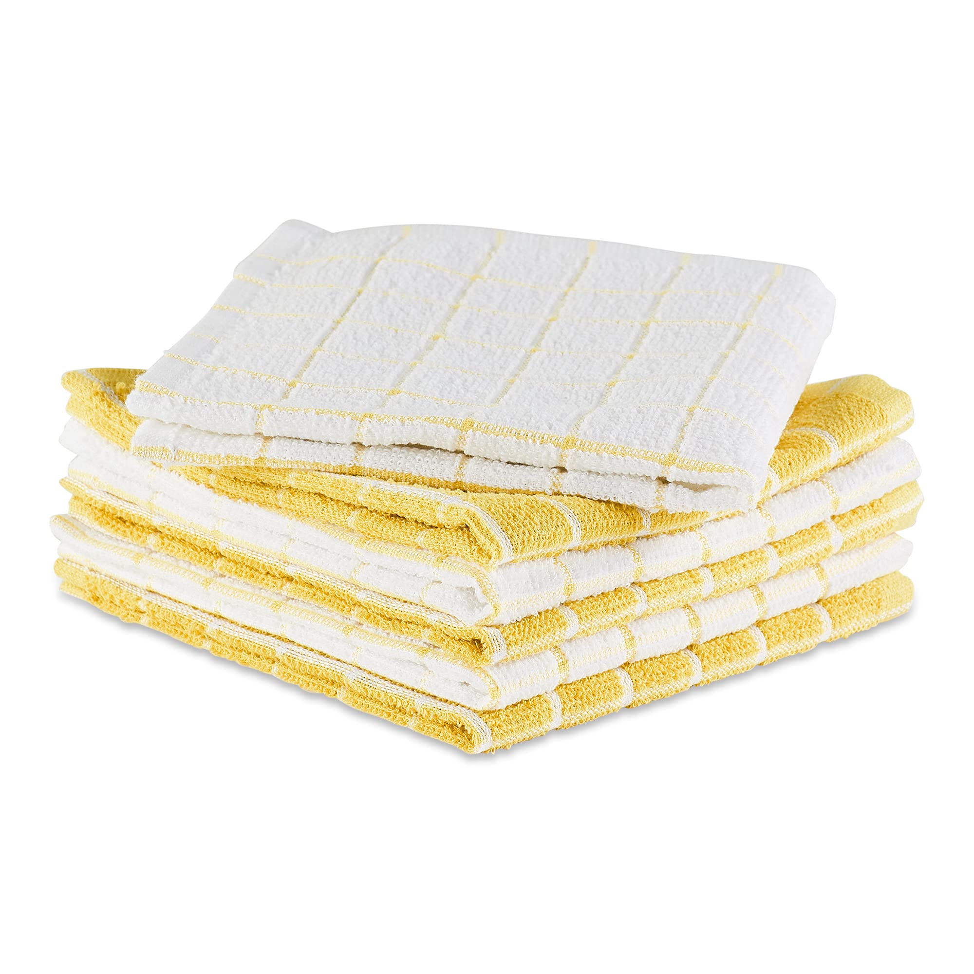 DII Basic Terry Windowpane Dishcloths in yellow deliver low-lint drying for glassware