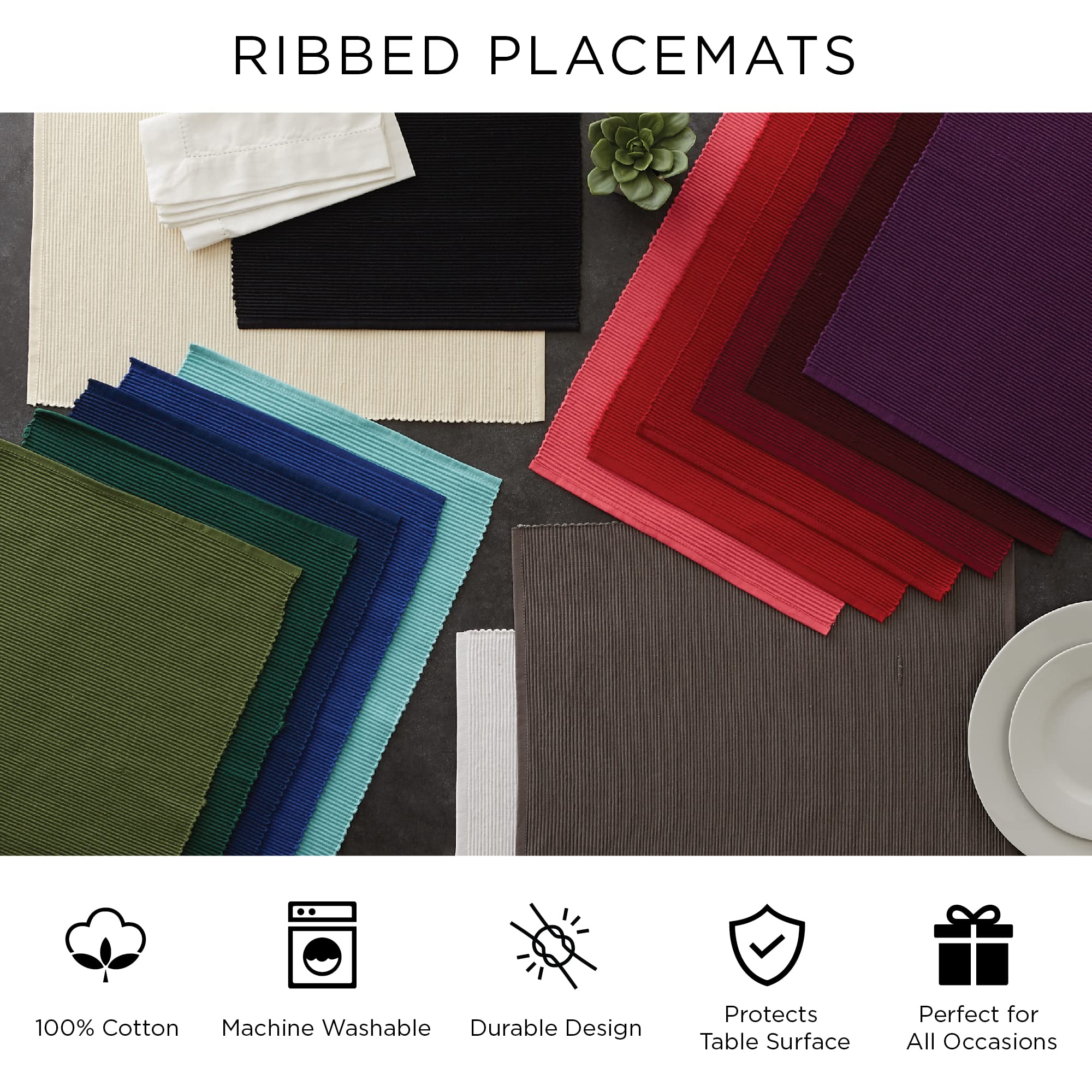 Stitch detail and cotton fibers visible on DII placemats