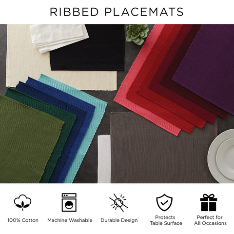 Stitch detail and cotton fibers visible on DII placemats