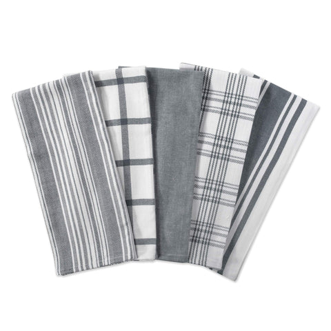 DII dish towels 18x28 with hanging loop gray for easy air drying.