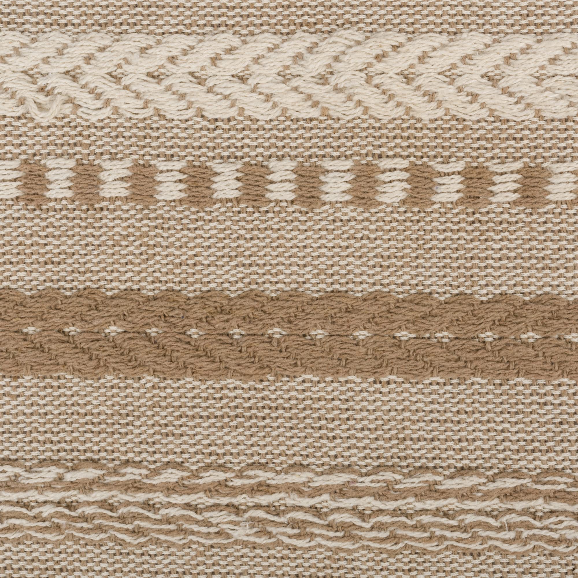 DII Farmhouse braided stripe table runner on table ready for casual dining.
