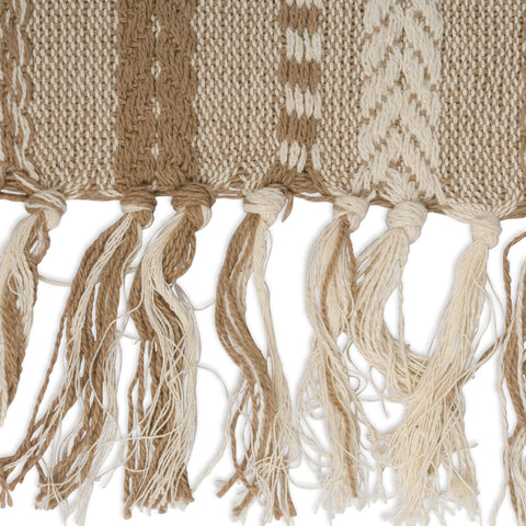 DII Farmhouse braided stripe table runner weave texture close-up shows artisanal quality.