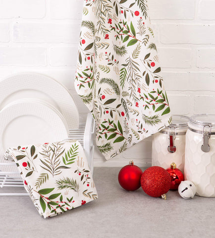 DII festive kitchen towels coordinating with kitchen decor