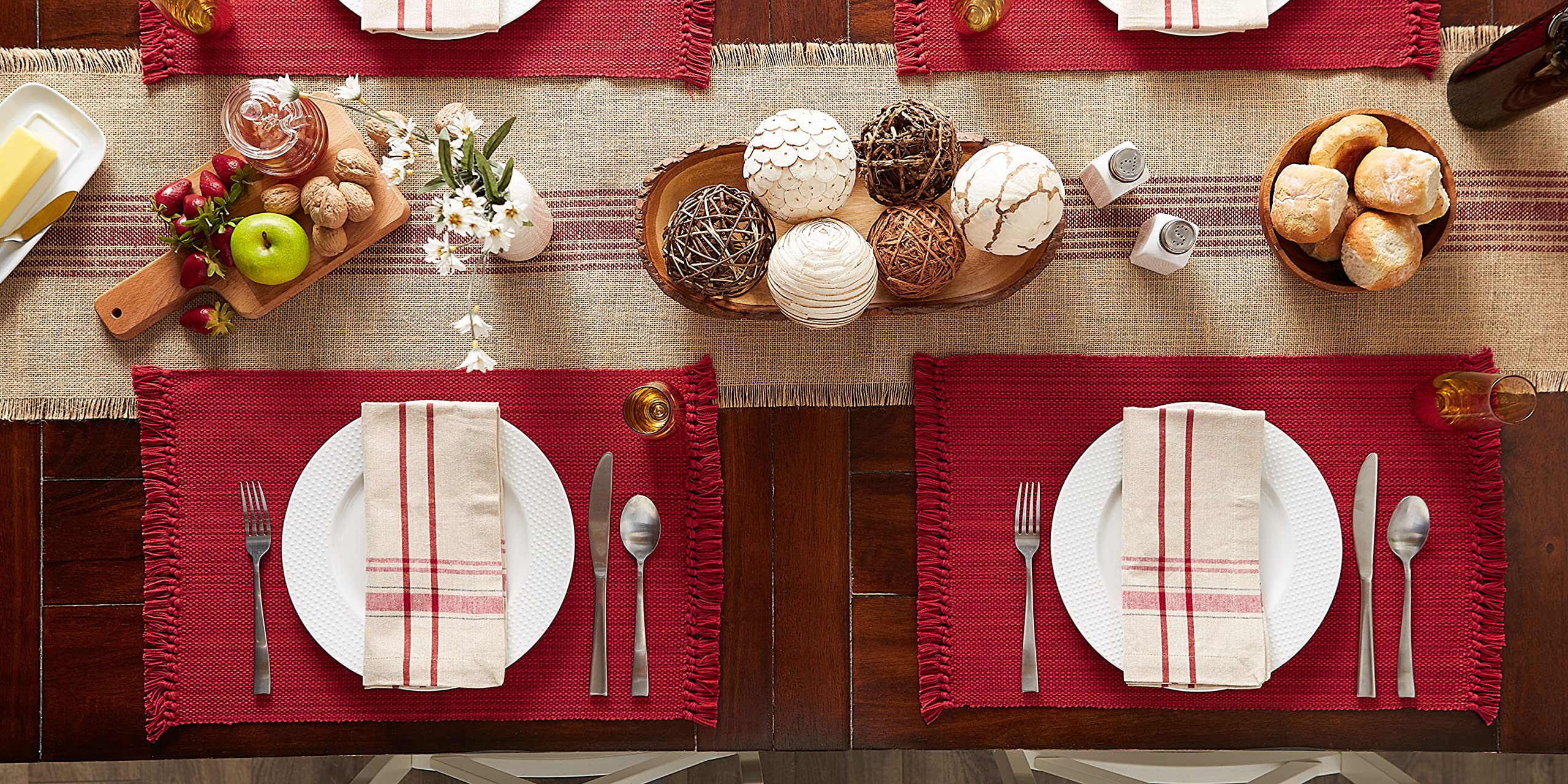 DII tango red placemats 6pc on table for everyday dining