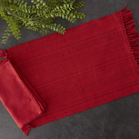 DII tango red placemats fringe detail for festive tables