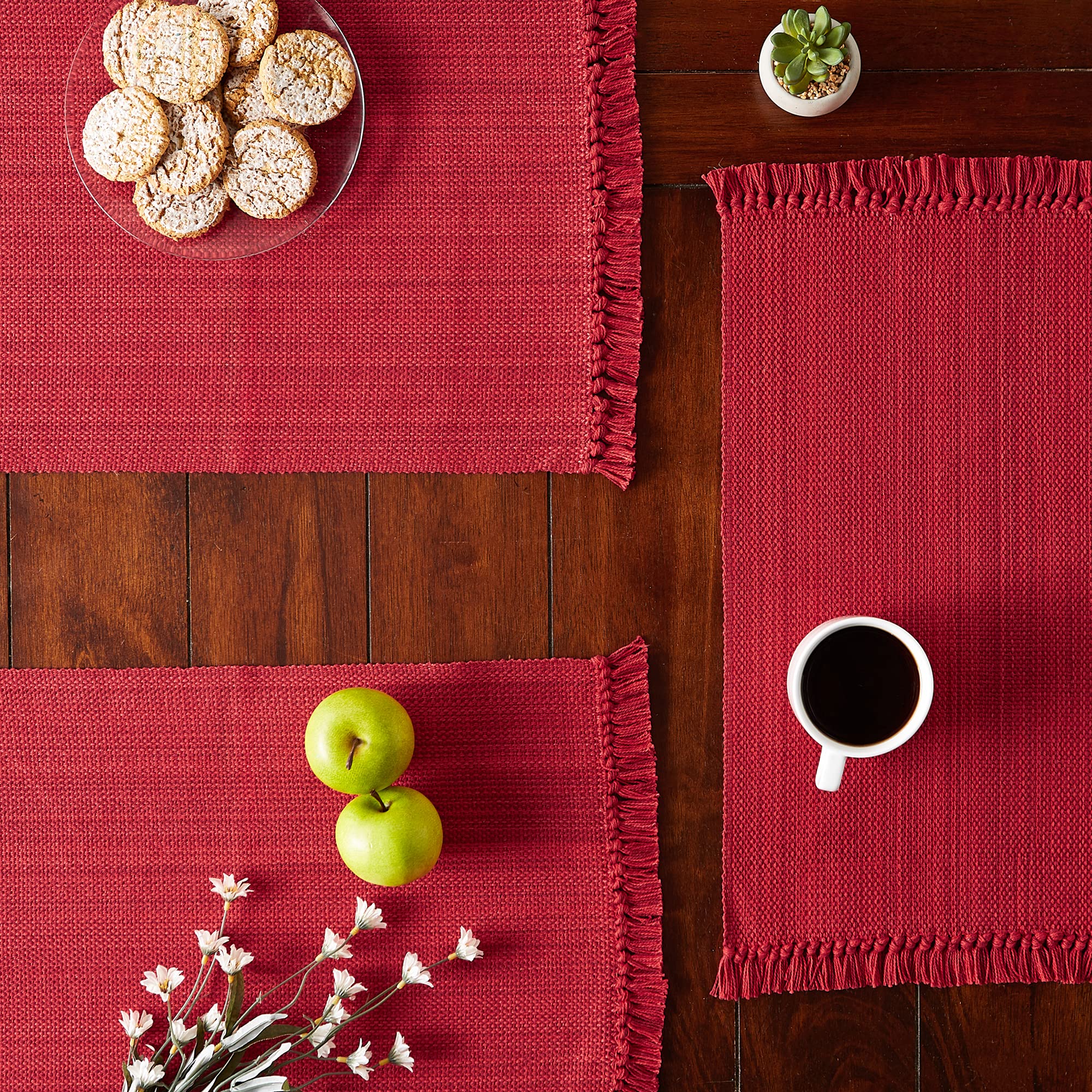 DII placemats tango red stacked set adds casual elegance to meals