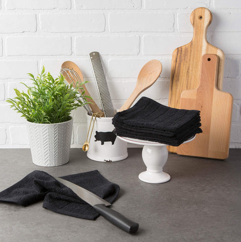 DII windowpane dishcloth 12x12 black, quick-dry design supports busy cooking days.