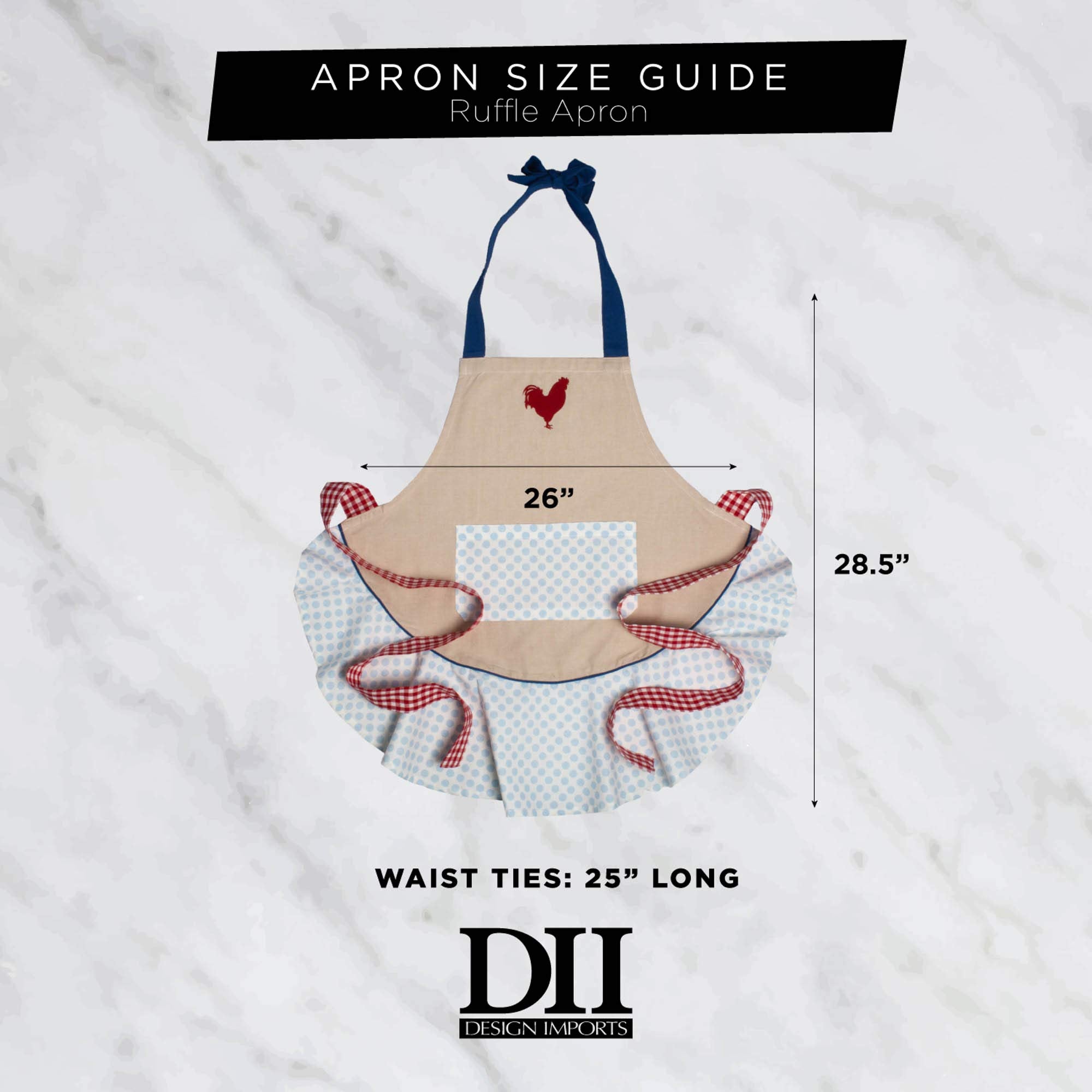 DII women's Christmas apron detailed Merry Tree pattern for festive kitchen style.